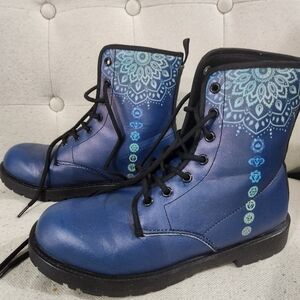 Chakra Navy Blue Colorful Medallion Boots USA Women 7 Mens 5
